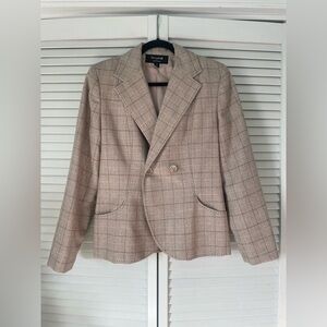 Signature by Larry Levine Plaid Blazer in Beige